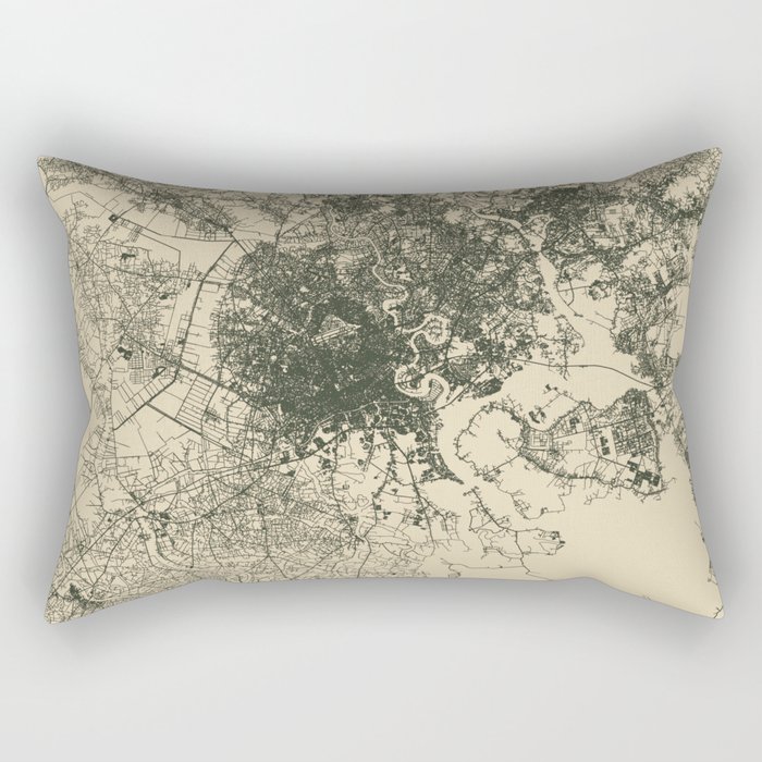 Saigon - Vietnam | City Map - wall, framed, iphone, tee, metal, world, wood, traveler, retro, travel Rectangular Pillow