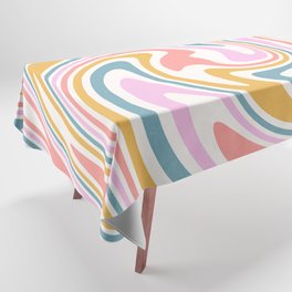 Swirl Wavy Abstract Colorful 70s Tablecloth
