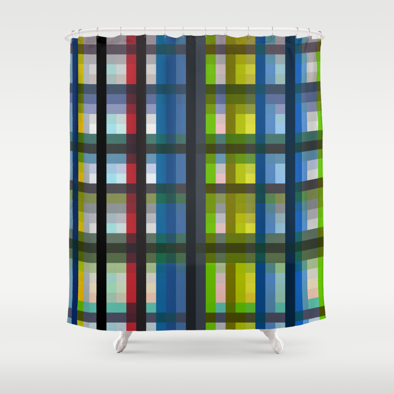 Colorful Striking Retro Grid Pattern Nis Shower Curtain By Retrorocket Society6