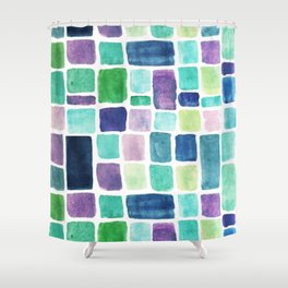 Cool Watercolor Blocks Shower Curtain