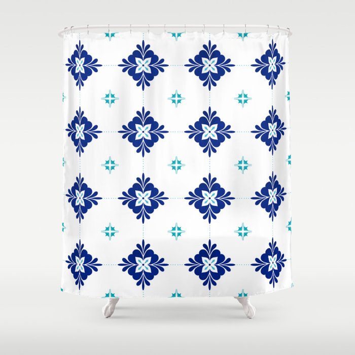 Blue Morrocan Dream Pattern no3 Shower Curtain