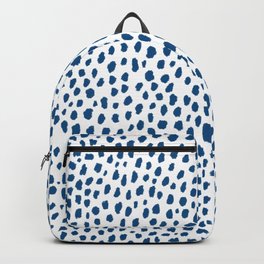 Handmade Polka Dot Paint Brush Pattern (Pantone Classic Blue and White) Backpack