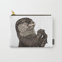 Infatuated Otter Carry-All Pouch | Animal, Shy, Crush, Romance, Otter, Cute, Painting, Love, Watercolor, Illustration 