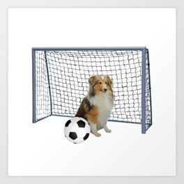 Collie Dog - Football Soccer Goal Art Print