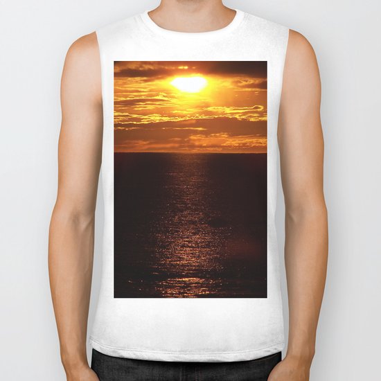 Golden Sunset on the Sea Biker Tank
