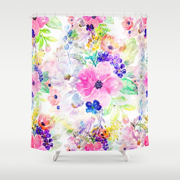 Pretty watercolor floral hand paint design Shower Curtain