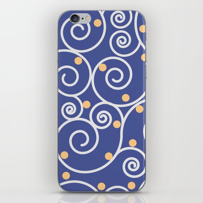 Curl lines art on Chinese Blue iPhone Skin