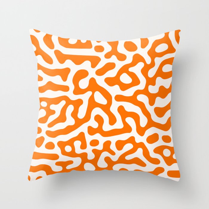 Deep Orange Grooves Organic Liquid Lines Abstract Pattern Design Throw Pillow