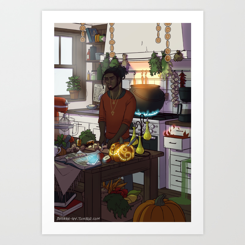 Modern Male Witch Kitchen Art Print By Brennaivy Society6