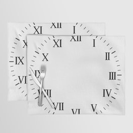 White Clock with black Roman Numbers : Roman Clock Placemat