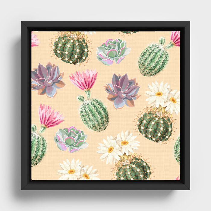 Cacti Collage Framed Canvas