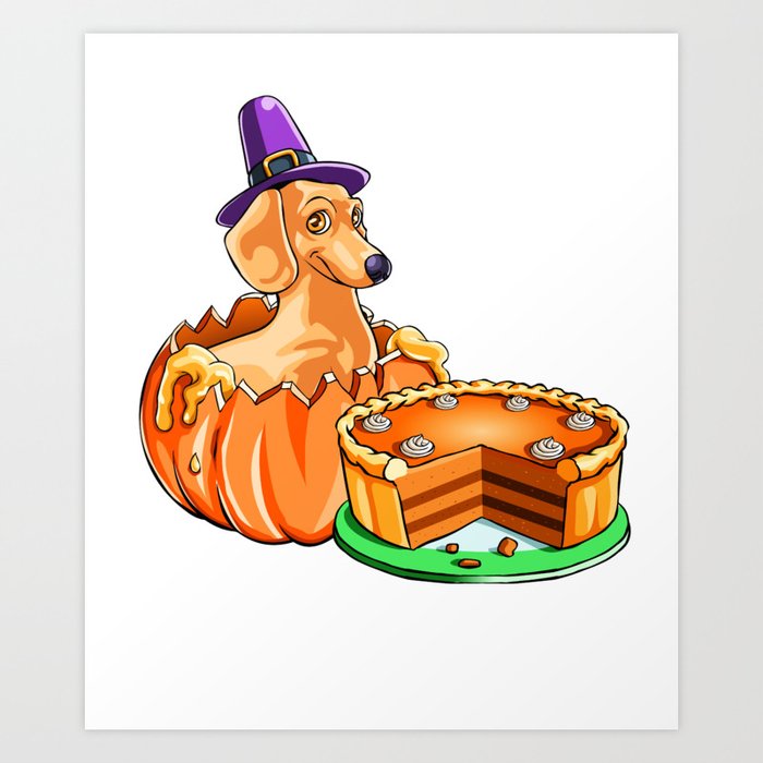 Thanksgiving Dachshund Thanksgiving Art Print