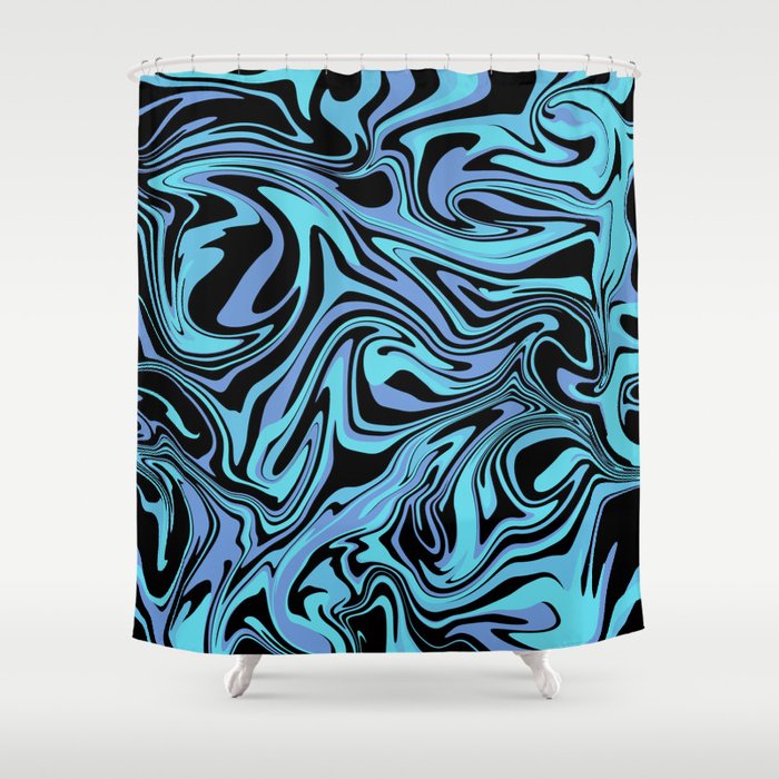 Black and blue swirl Shower Curtain