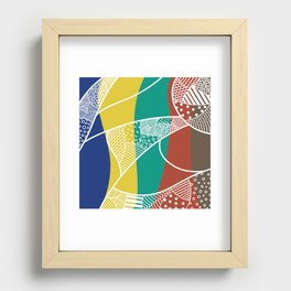 Geometric various pattern in gradient (various dark color) color blocks background Recessed Framed Print