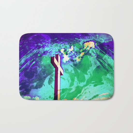 Holy Cross Purple & Green Bath Mat