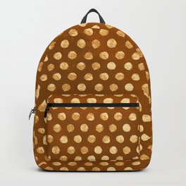 Boho Brown Dots Backpack | Bohemian, Metallic, Carefuldisorder, Neutralcolors, Vintage, Folk, Dottedpattern, Earthytones, Drawing, Gipsy 