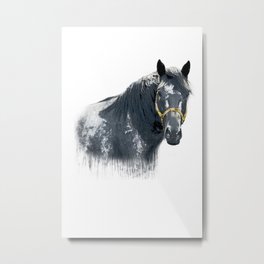 Horse with Golden Bridle Metal Print | Nature, Mixed Media, Photo, Animal 