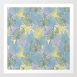 Tropical leaves pale Art Print | Tropical, Leaves, Palecolors, Digital, Graphicdesign, Pattern 