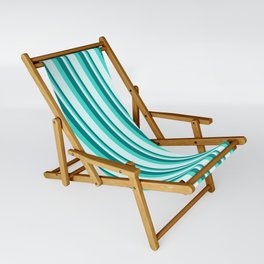 [ Thumbnail: Teal, Turquoise, and Light Cyan Colored Stripes Pattern Sling Chair ]