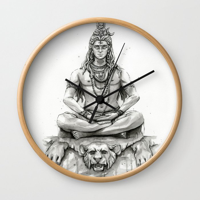 Lord Shiva Painting, Shiva Art, Meditation Shiva Portrait Wall Clock