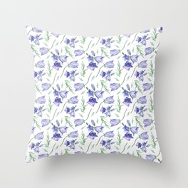 Watercolor Blue Bell flowers patterns Throw Pillow