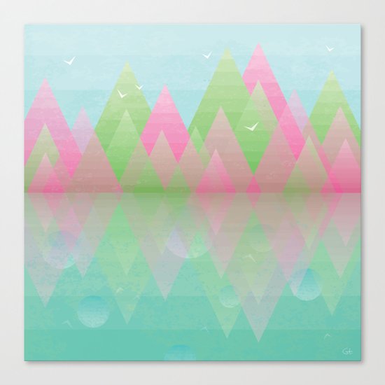 Geometric Lake Mountain I - Spring Canvas Print