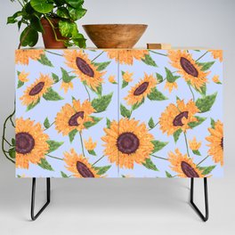 Sunflowers in blue Credenza