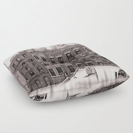 Views of Lower Manhattan | Sepia Travel Photography Floor Pillow