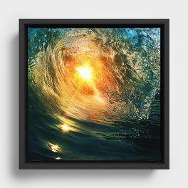 Beach - Wave - Sun - Sunset - Sundown - Ocean Framed Canvas