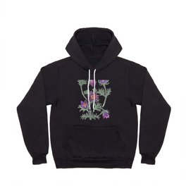 Retro Gouache Floral Pasque Flower Hoody