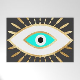 evil eye gold foil print Welcome Mat