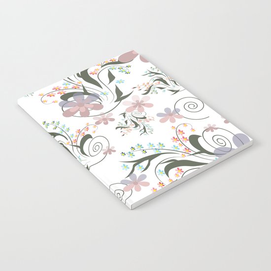 Pink blue flowers . floral pattern , flowers , illustration flowers , textiles flower , pink flowers Notebook