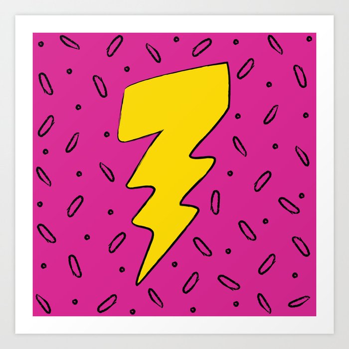 90's Retro Lightning Bolt in Pink Art by Cayenne Gypsy | Society6