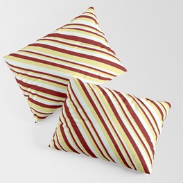 [ Thumbnail: Maroon, Tan, and Mint Cream Colored Stripes Pattern Pillow Sham ]