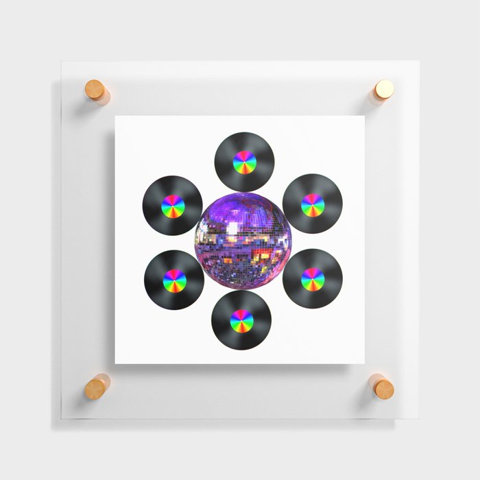 Disco Rainbow Album Flower Floating Acrylic Print