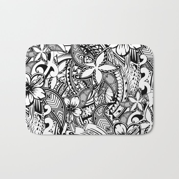 Hawaiian Polynesian Trbal Tatoo Print Bath Mat