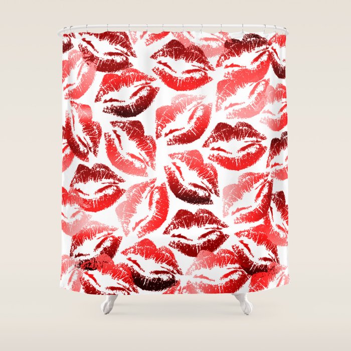Red Kisses Shower Curtain By Talirace Society6 Red Kisses Shower Curtain