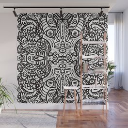 Aztec Tribal Mystic Black and White Art Mandala Wall Mural