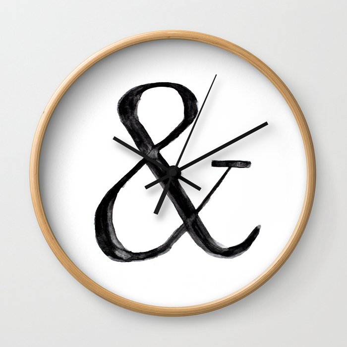 Ampersand watercolor Wall Clock