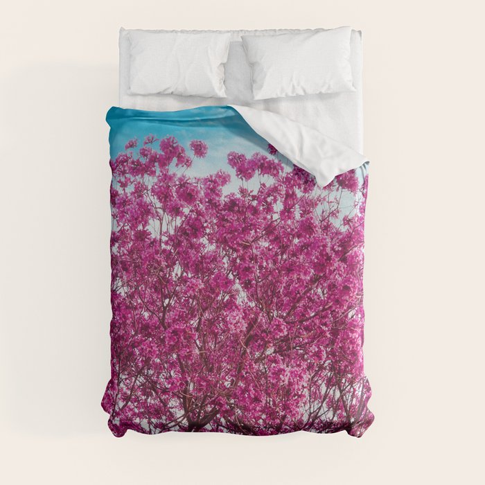 Handroanthus Tree - Pink Flowers #1 Duvet Cover