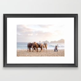 Horses and a horseman Framed Art Print