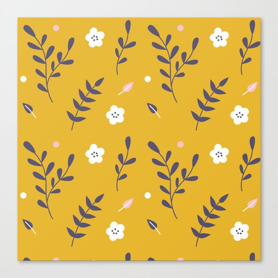 Mustard Floral Pattern Canvas Print