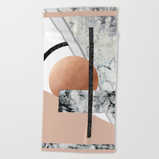 Collage II ( marble, copper, volcanic rock) Beach Towel