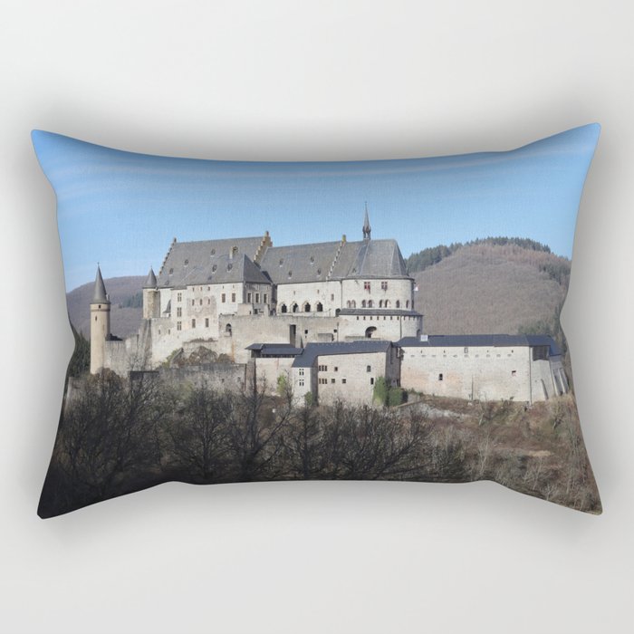 Vianden Castle Winter View, Luxembourg Rectangular Pillow