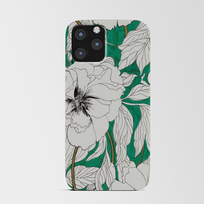 green peonies iPhone Card Case