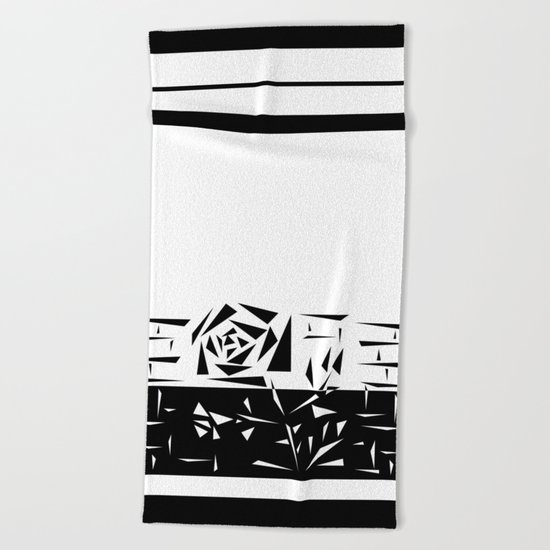 Abstract rose. black and white . 1 Beach Towel