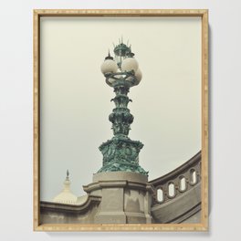 Ornate old lamp post and Capitol Building Dome | Washington DC USA Photography Serving Tray
