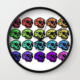 Skull Print in Rainbow Bright Tone Wall Clock