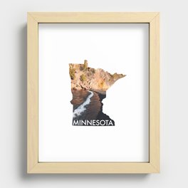Map of Minnesota | Black Sand Beach | Lake Superior Recessed Framed Print