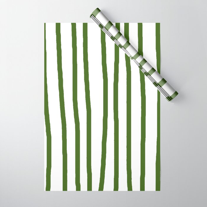 Simply Drawn Vertical Stripes in Jungle Green Wrapping Paper